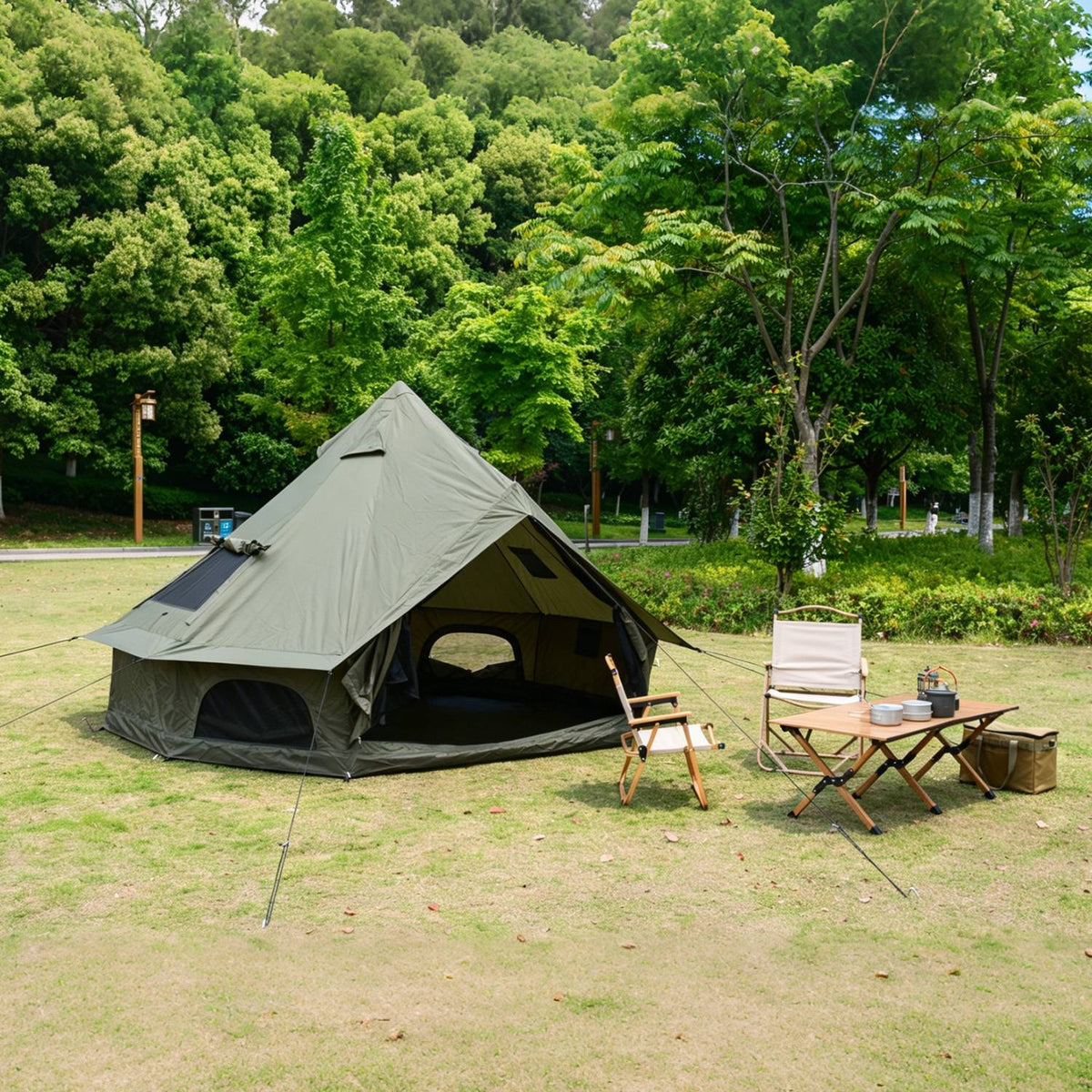 Oxford Bell Tent 9.8’/13.1’ with Stove Jack for Family Camping