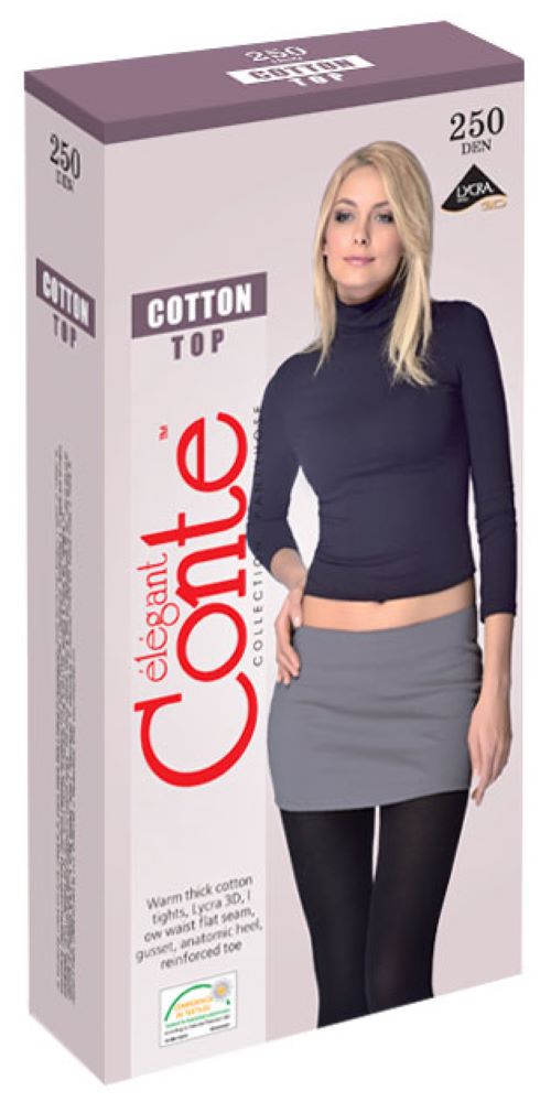 Conte Cotton Top 250 Den 65% Cotton Warm Opaque Low Waist Women's Tights | 7С-36СП