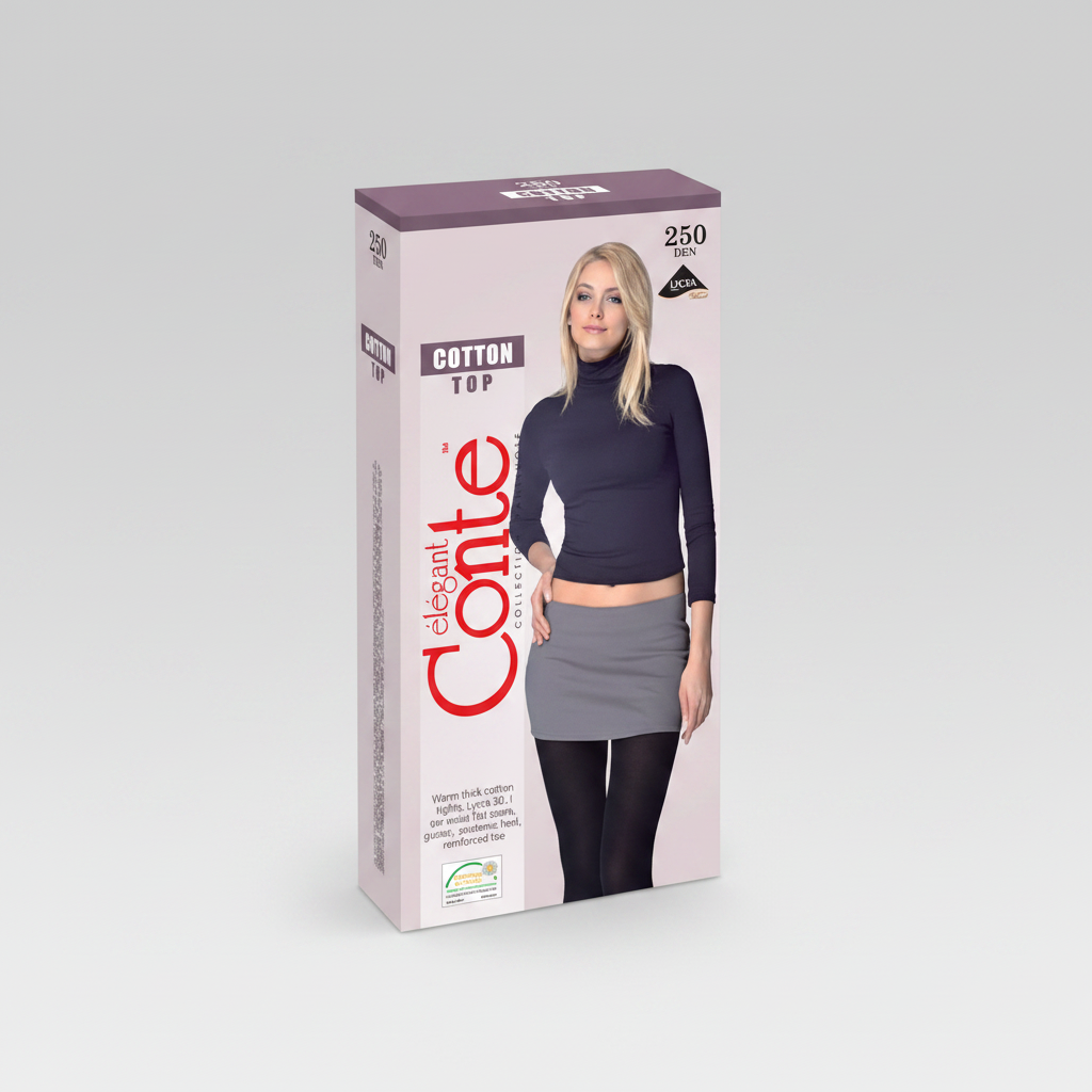 Conte Cotton Top 250 Den 65% Cotton Warm Opaque Low Waist Women's Tights | 7С-36СП