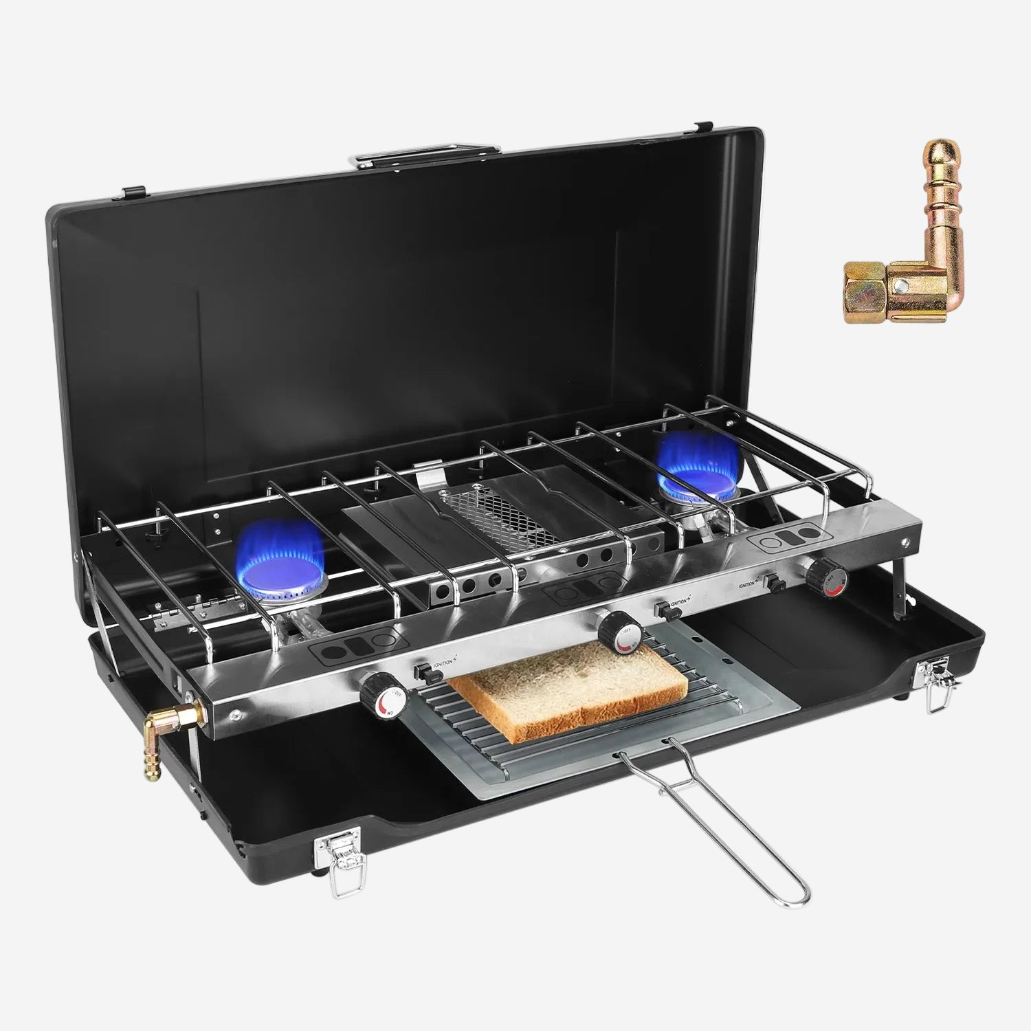 3-Burner Camping Stove 20000 BTU with Toast Tray | RV & Camping