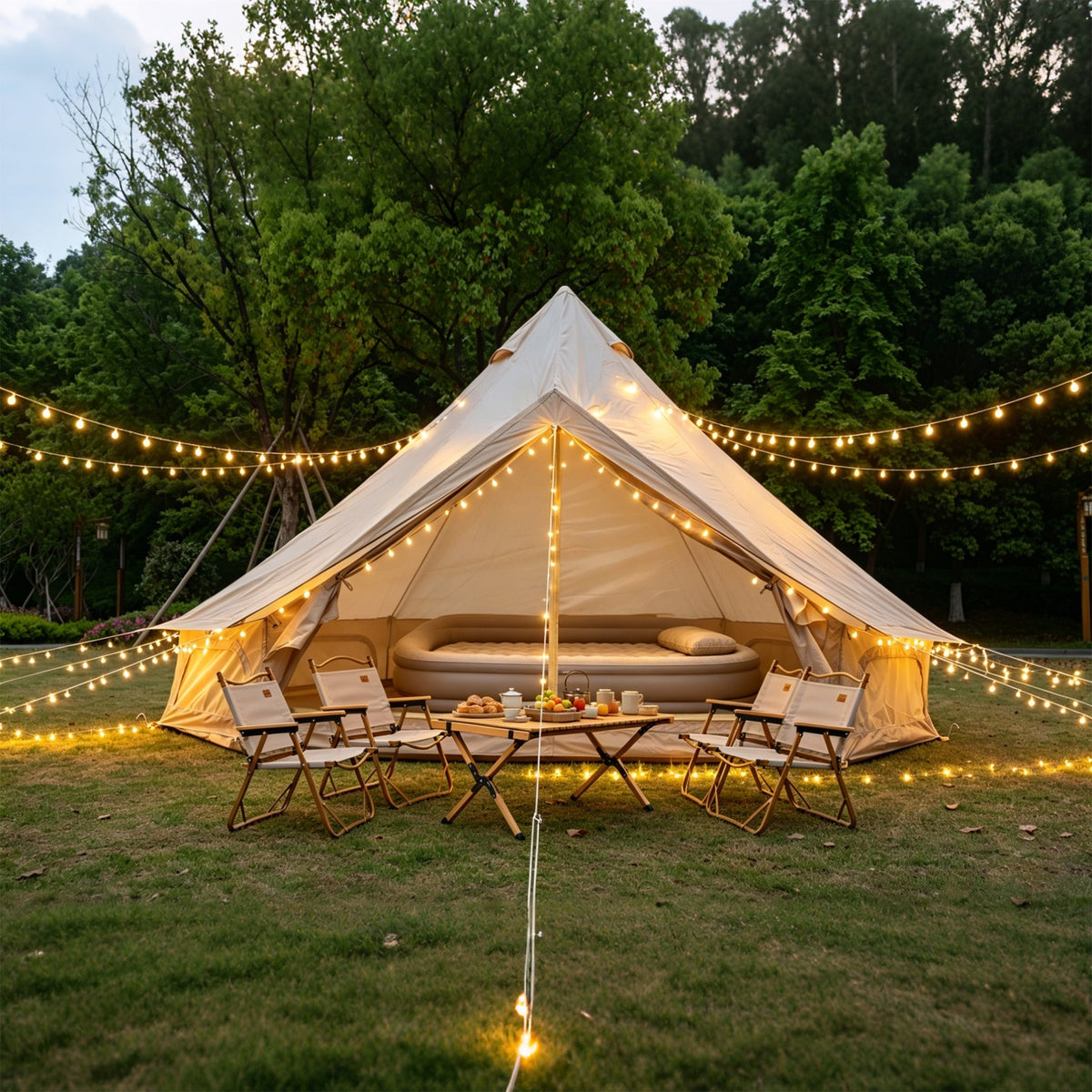 Oxford Bell Tent 9.8’/13.1’ with Stove Jack for Family Camping