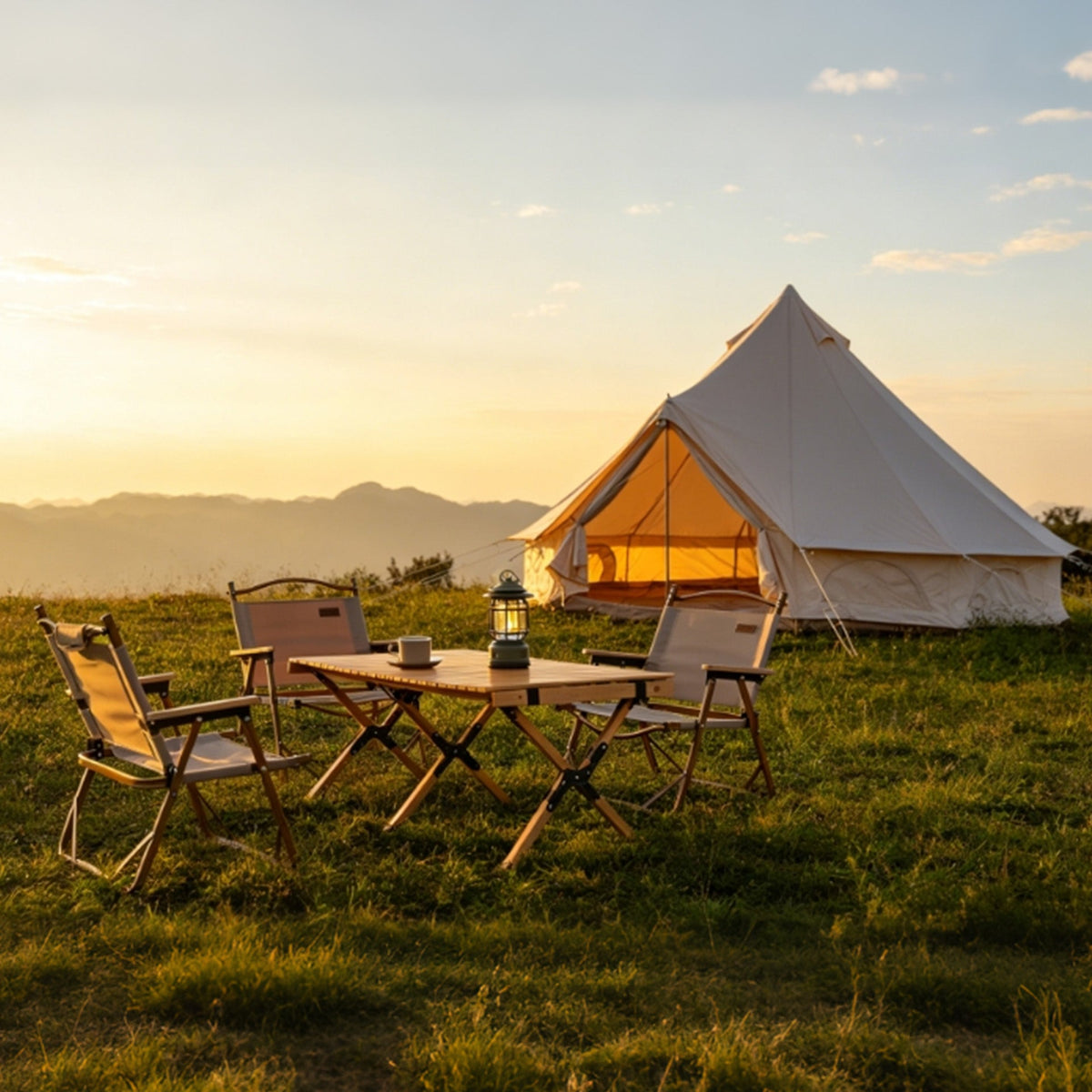 Oxford Bell Tent 9.8’/13.1’ with Stove Jack for Family Camping