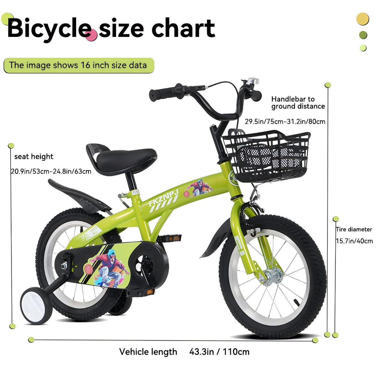16" Sporty Kids Bike with Training Wheels and Stand Adjustable Saddle | Aged 4-8 Years (Tall Height 41-46")