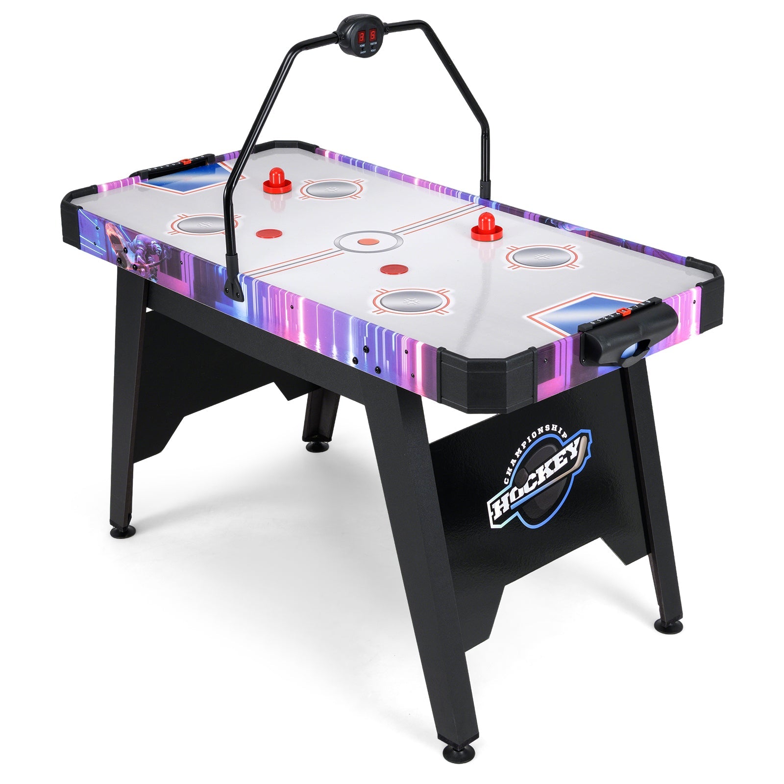 56" Air Hockey Table with LED Digital Scoreboard and Powerful 12V Motor | White