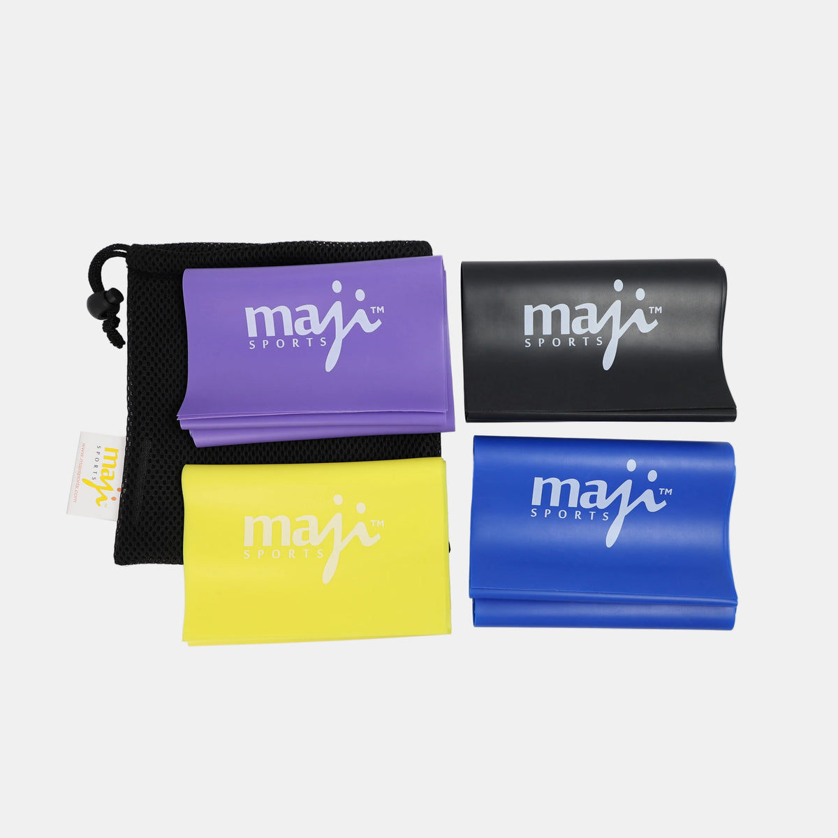 Maji Sports Full Body Exercise & Stretch Bands | Variable Resistance 4-Pack