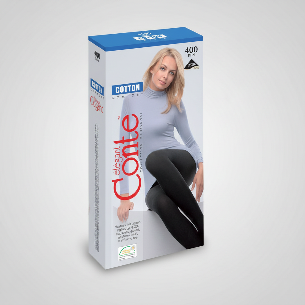 Conte Cotton 400 Den 90% Cotton Warm Opaque Women's Tights | 7С-25СП
