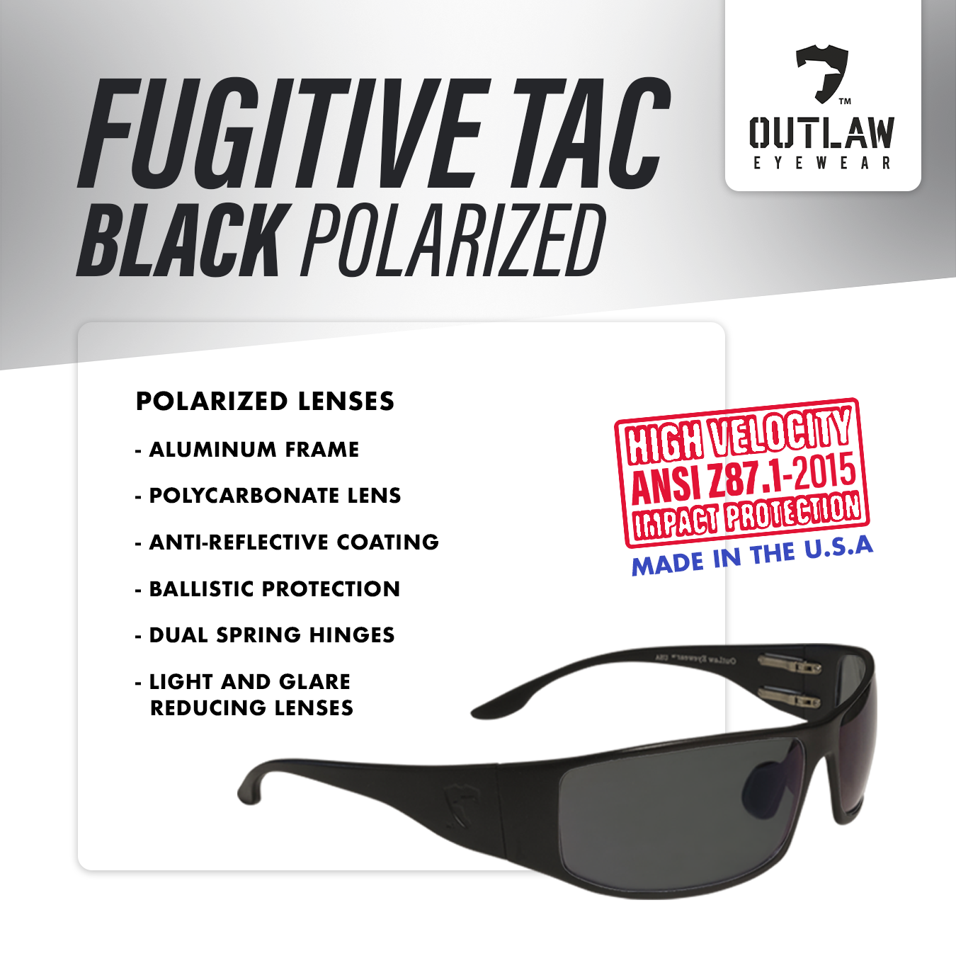 Fugitive TAC Black Polarized Sunglasses | ANSI Z87.1-2015