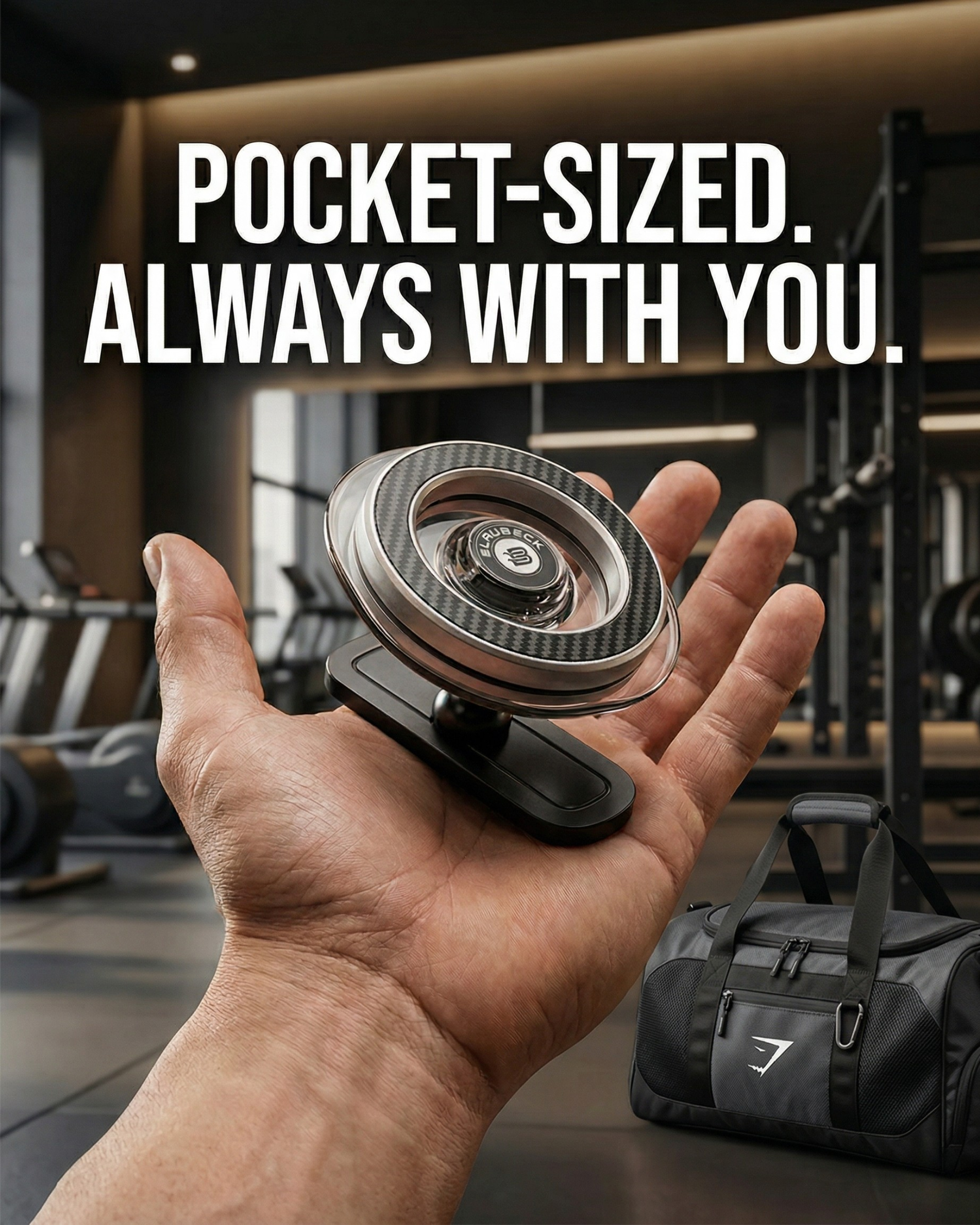 BLAUBECK Magnetic Gym Phone Holder | Carbon Fiber & Acrylic | 360° Ball Joint Mount for Squat Racks, Golf Carts & Metal Surfaces