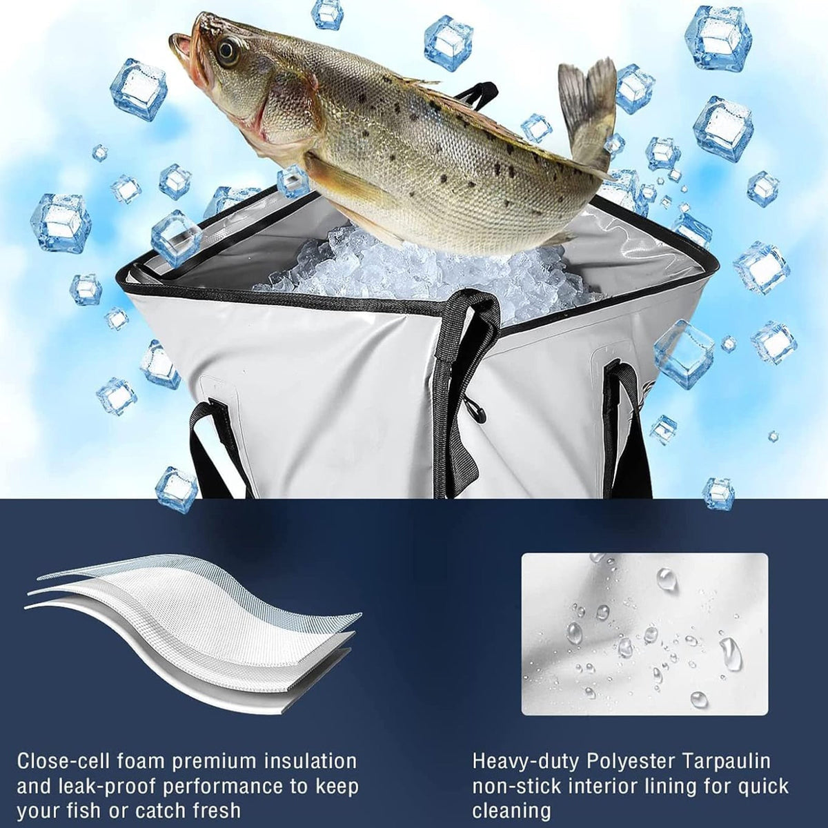 40x18" Insulated Fish Cooler Bag | Waterproof Zipper