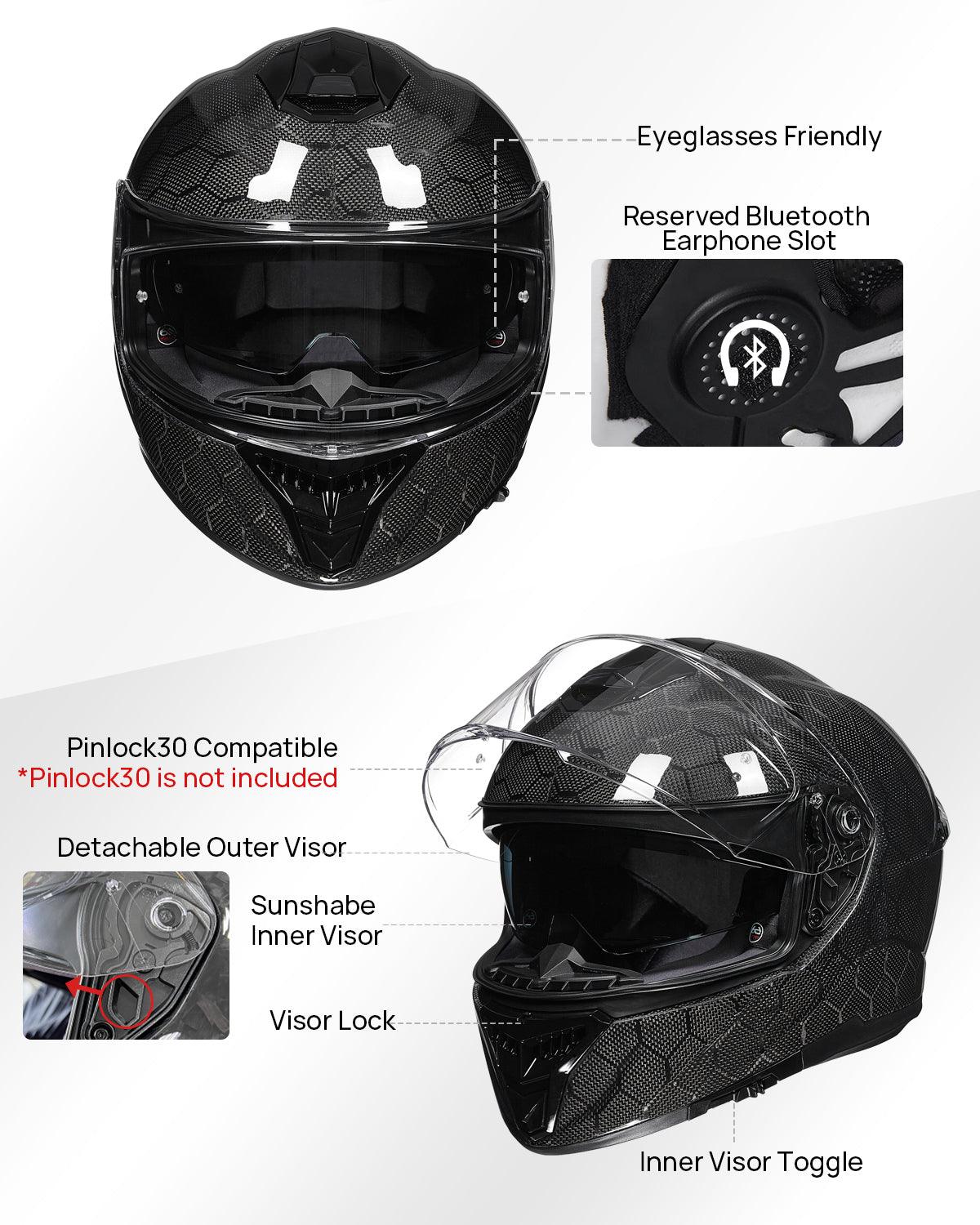 ILM Full Face Motorcycle Carbon Fiber Helmet | 861C