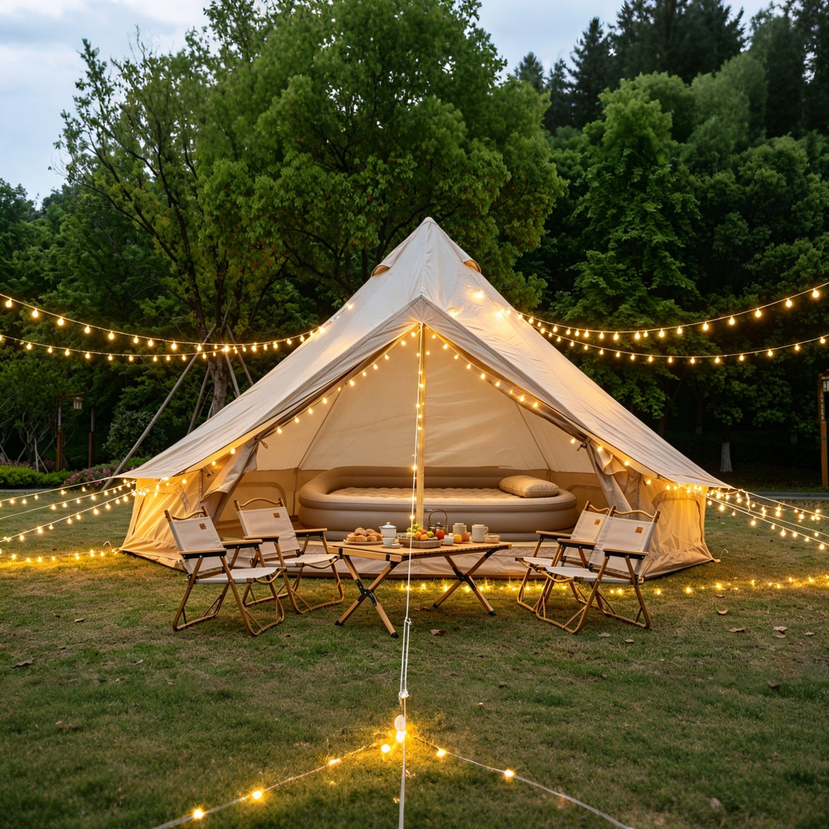 Oxford Bell Tent 9.8’/13.1’ with Stove Jack for Family Camping