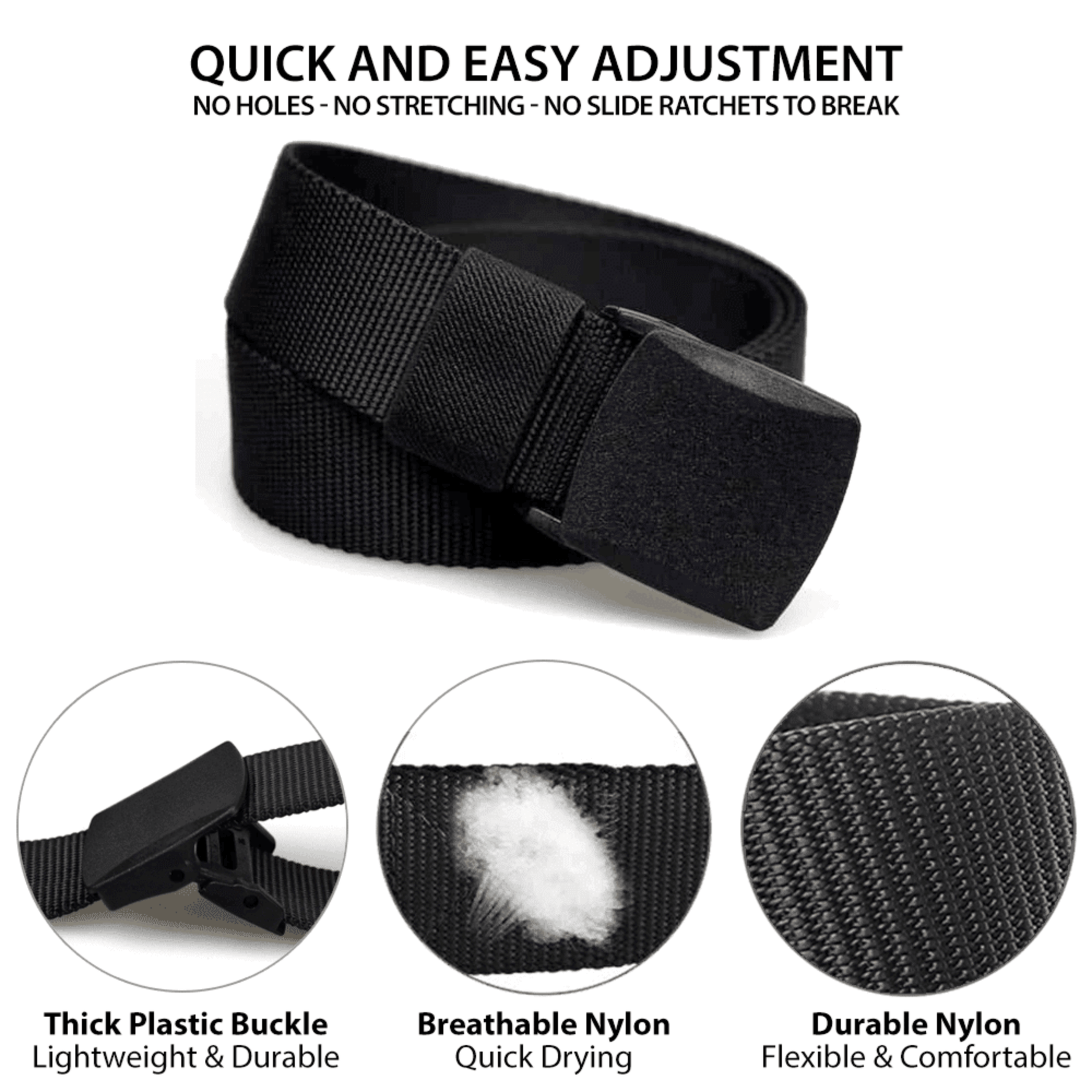 XGear Tactical Adjustable Nylon Belt with Plastic Buckle