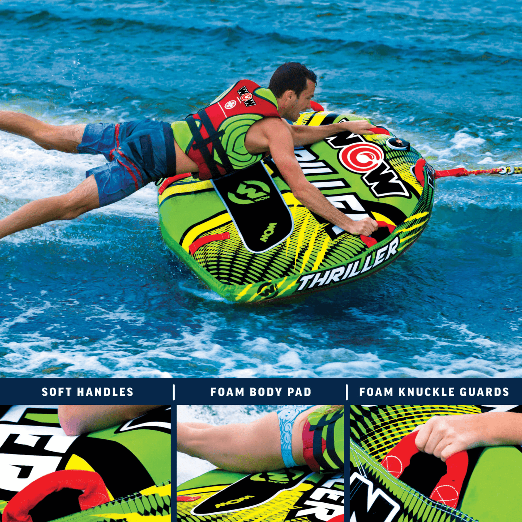 WOW Watersports Big Thriller 1-Person Inflatable Towable Deck Tube