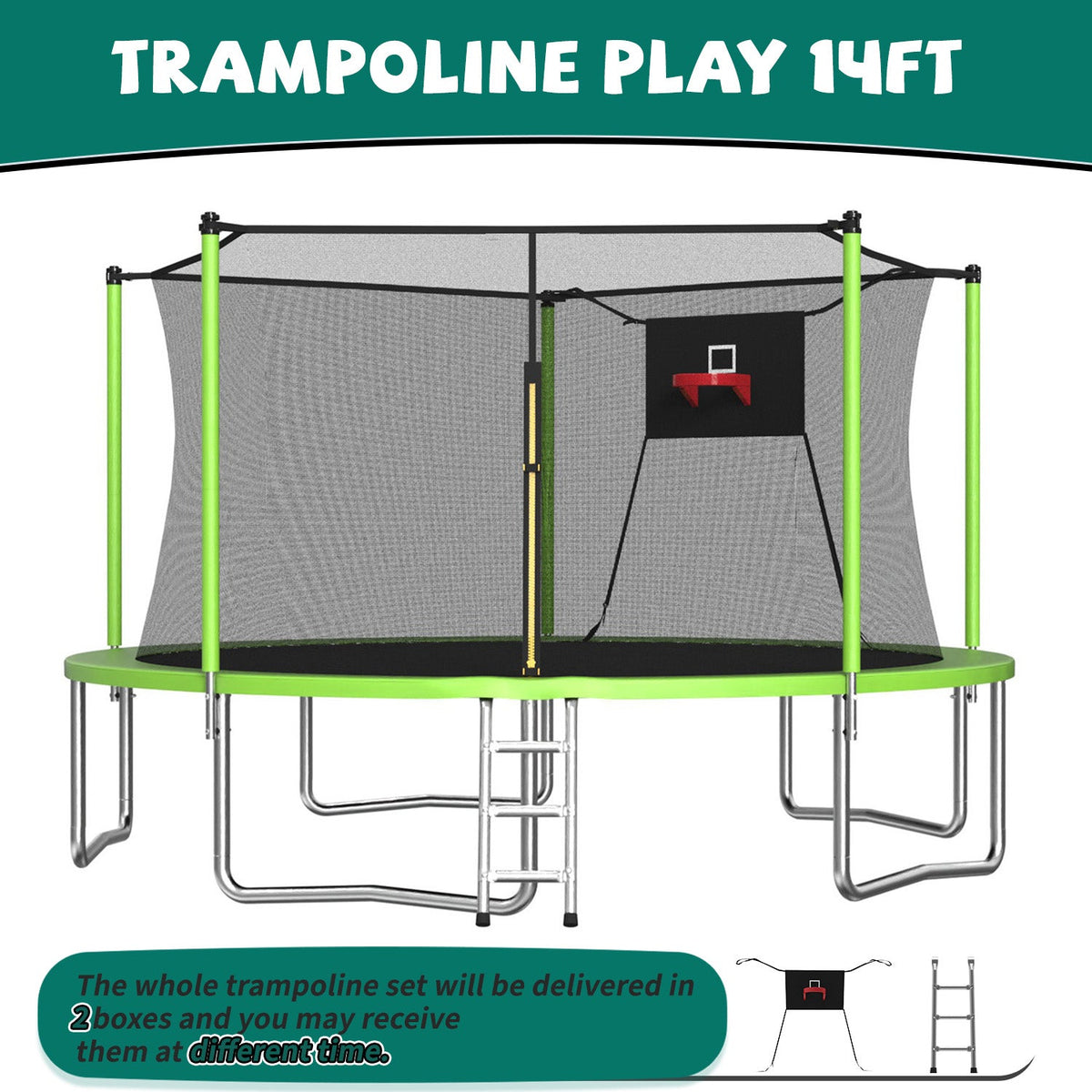 Kids Outdoor Trampoline 14' with Enclosure Net