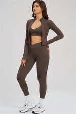 The Sizzle Zip Jacket Sports Bra Leggings | 3-Piece Set