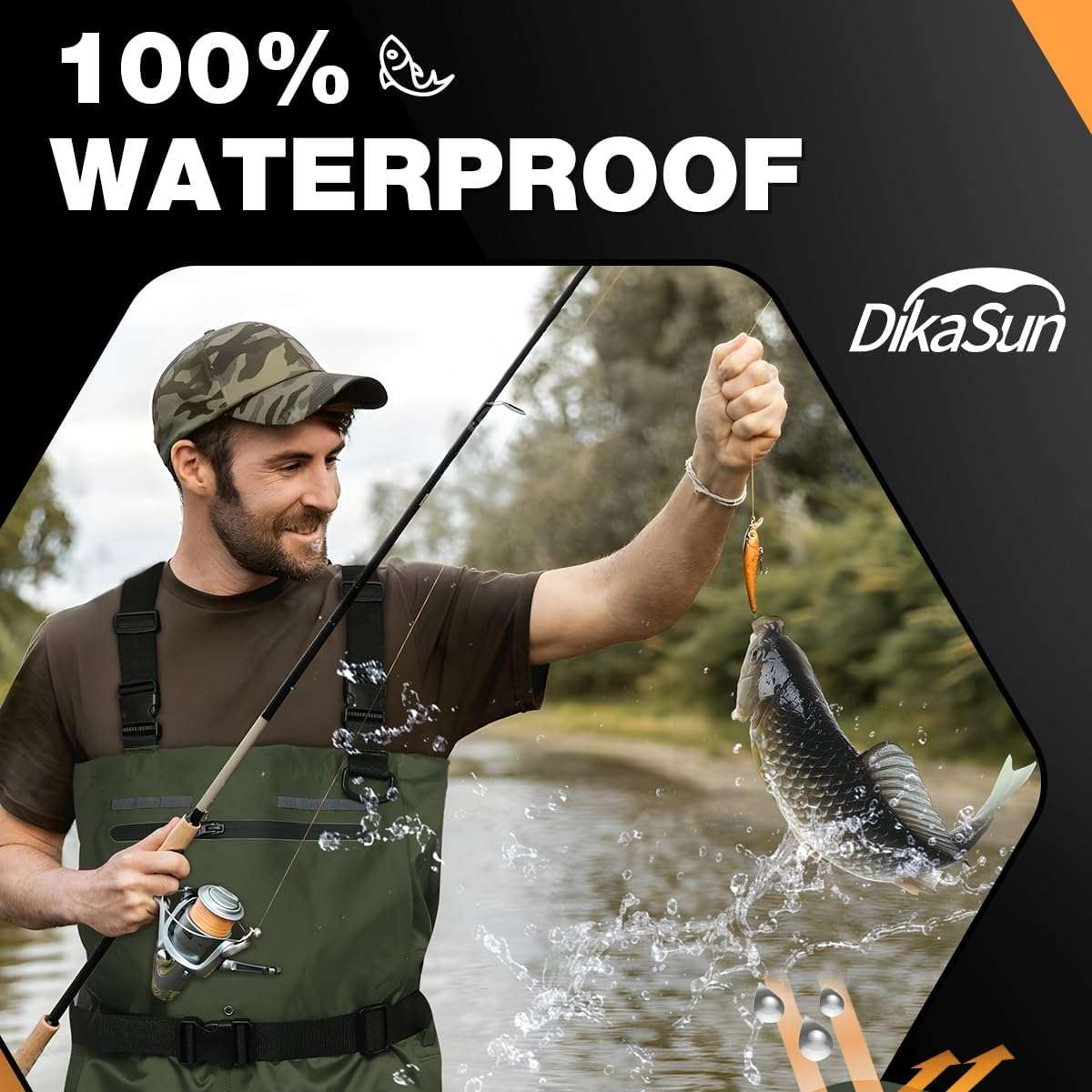 DikaSun Chest Waders with Boots | Lightweight Bootfoot Waders | Duck Hunting & Fly Fishing | Dark Green