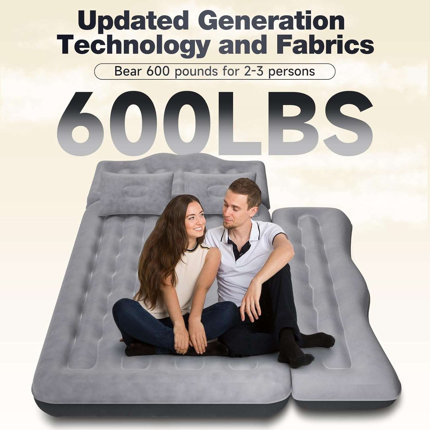 Thicken Backseat SUV/Car/Truck Air Mattress Air Bed Inflatable Mattress 24" Width | Grey
