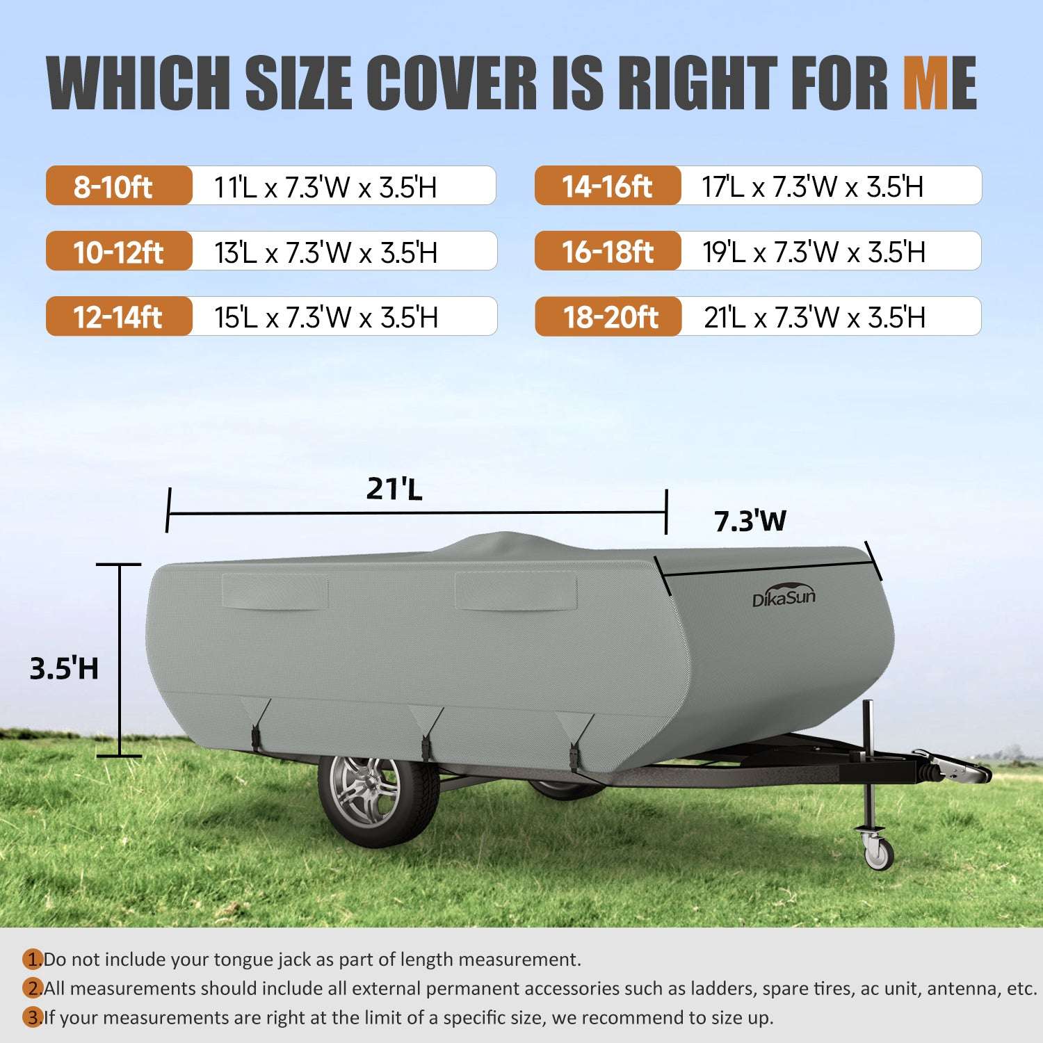 DikaSun 7 Layers Pop--Up Camper Cover | Breathable UV Resistant Windproof Waterproof RV Cover