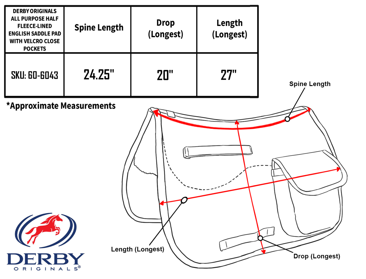 Derby Originals All Purpose English Saddle Pad with Pockets