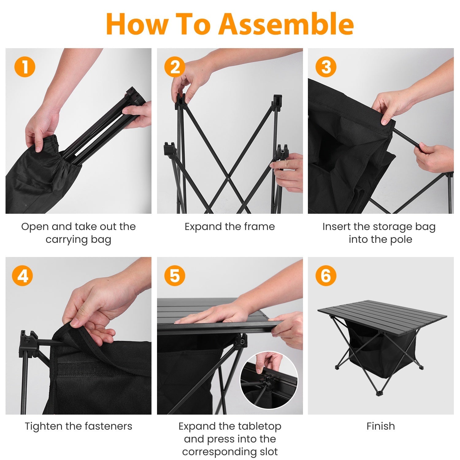Foldable Camping Table with Storage Basket | Rustproof Aluminum Alloy & Roll-Up