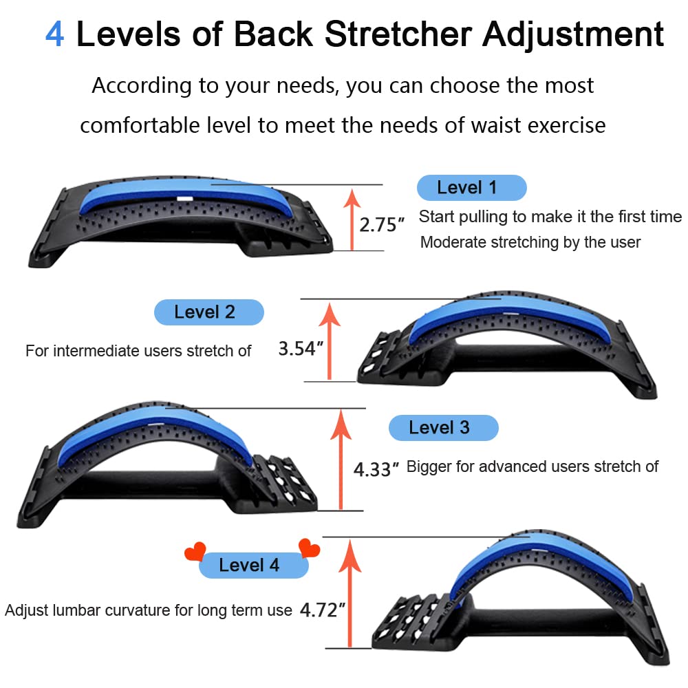 Back Stretcher for Lower Back Pain Relief | Multi-Level Lumbar Support Massager