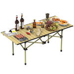 Folding Camping Carbon Steel Roll-Up Picnic & BBQ Table with Carry Bag