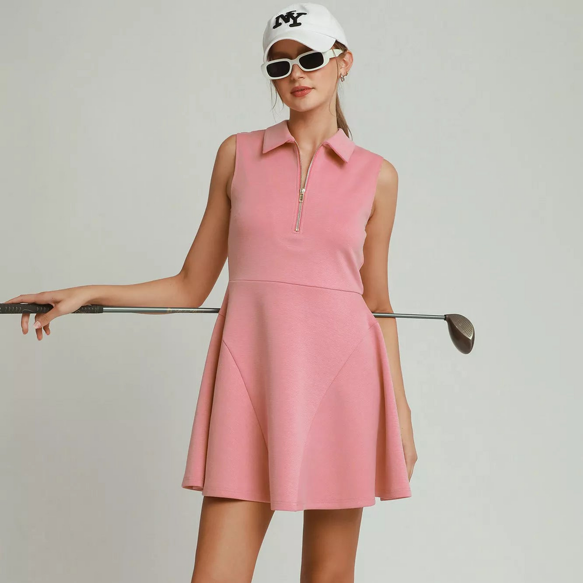 Umgee Collared Quarter Zip Tennis Dress