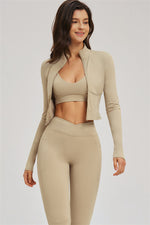 The Sizzle Zip Jacket Sports Bra Leggings | 3-Piece Set