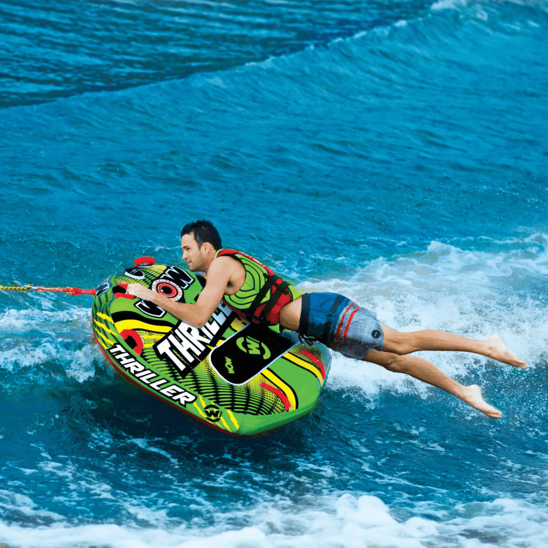 WOW Watersports Big Thriller 1-Person Inflatable Towable Deck Tube