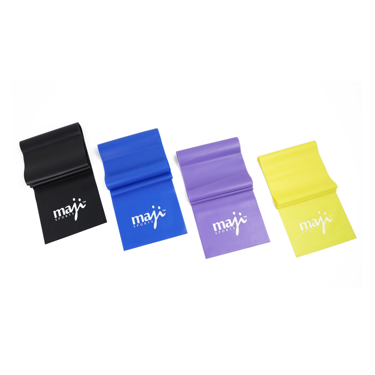 Maji Sports Full Body Exercise & Stretch Bands | Variable Resistance 4-Pack