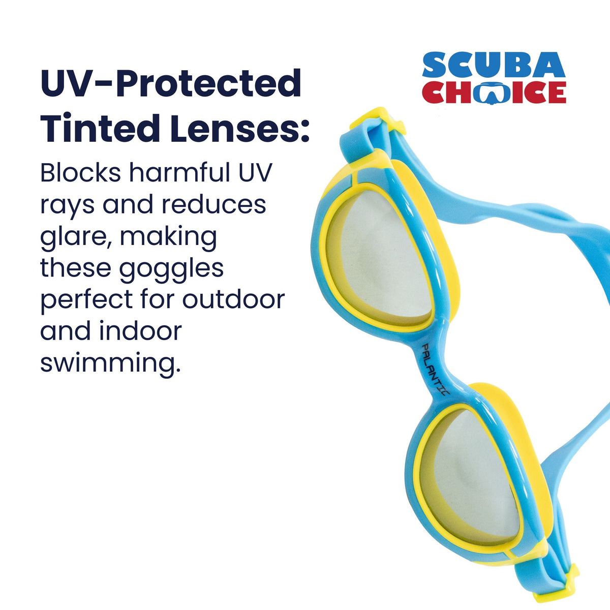 Palantic Jr. Silicone Swim Goggles w/ UV Tinted Lenses | Blue/Yellow
