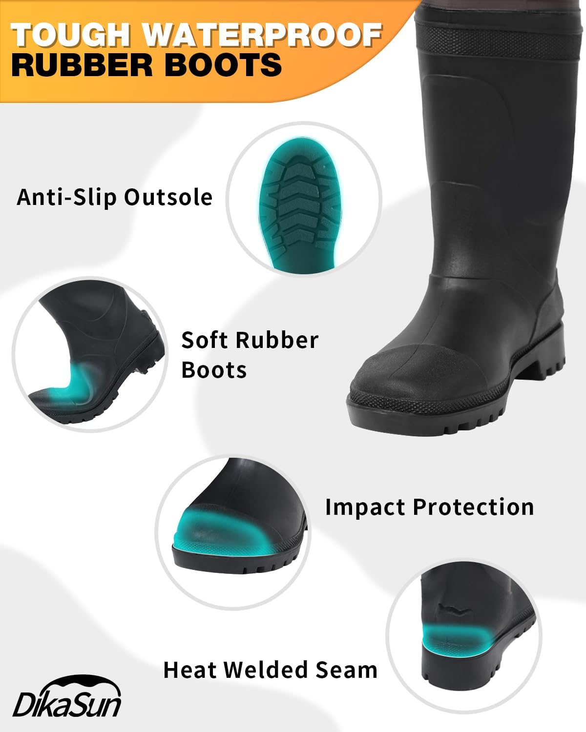 DikaSun Lightweight Bootfoot Chest Waders with Boots | Men & Women Fishing Waders for Duck Hunting & Fly Fishing | Brown