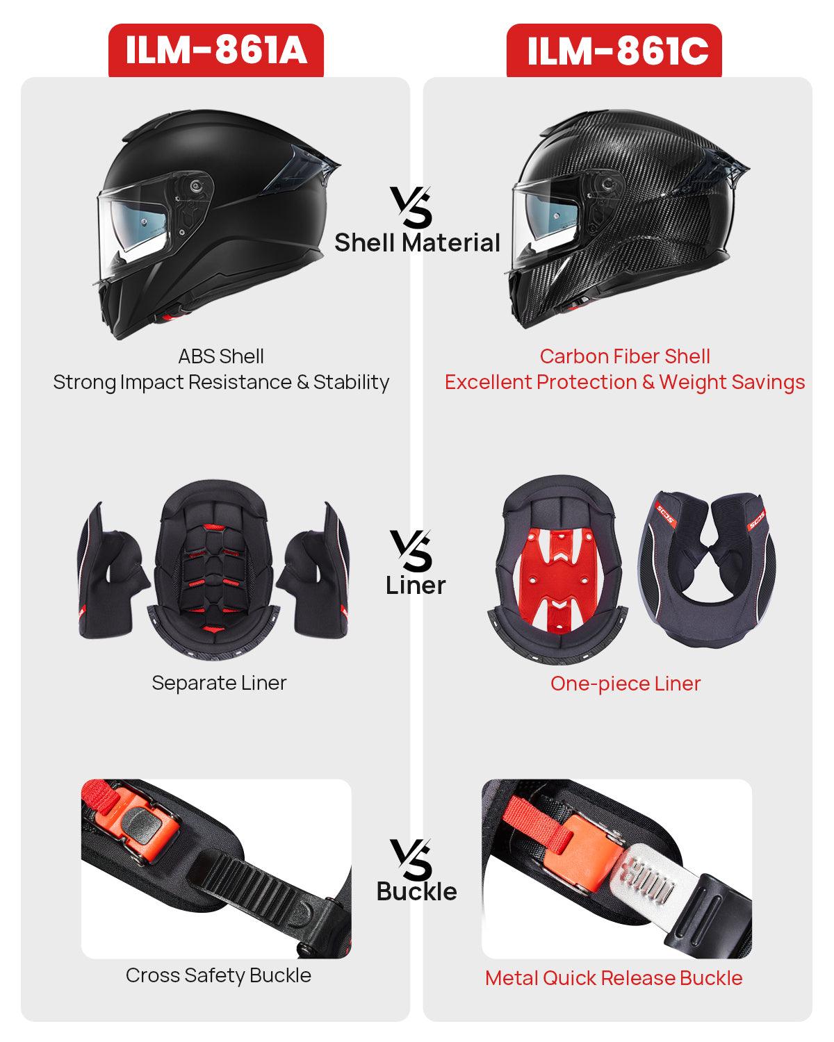 ILM Full Face Motorcycle Carbon Fiber Helmet | 861C