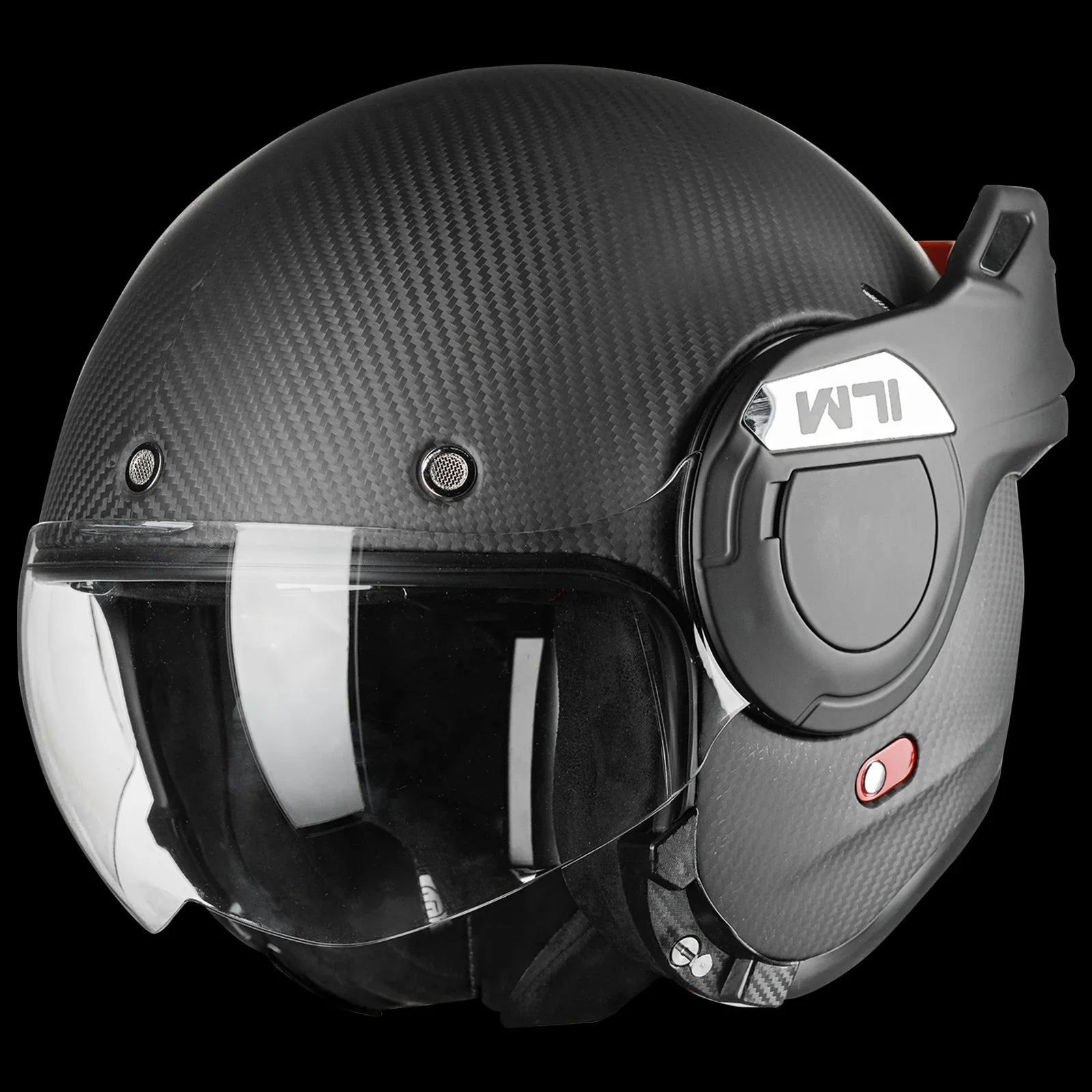 ILM Carbon Fiber Vintage Full Face Modular Motorcycle Helmet | Model B707C