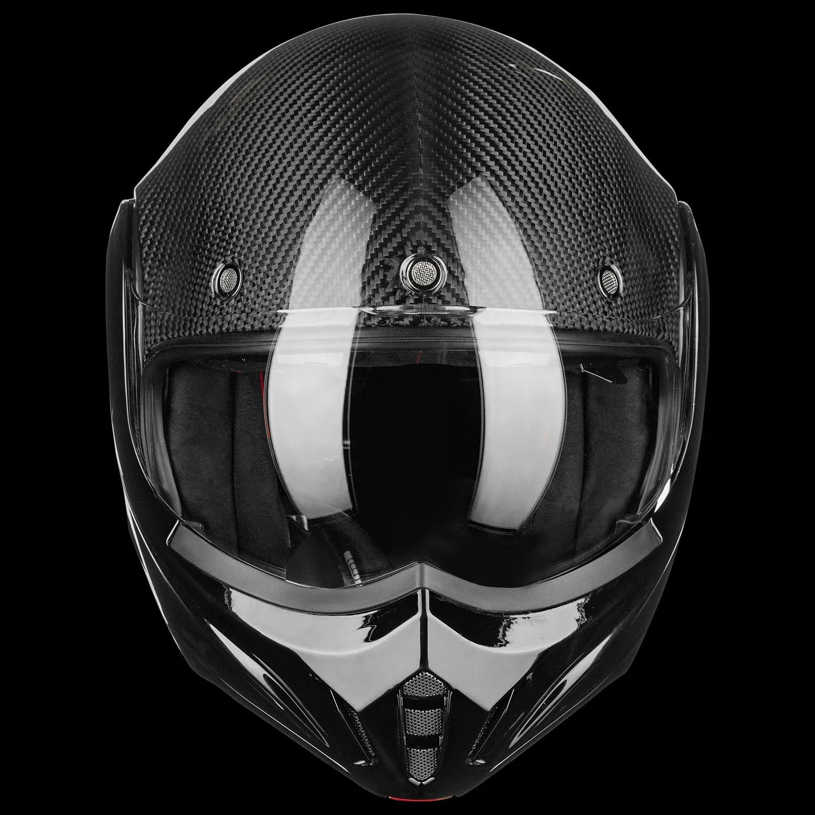 ILM Carbon Fiber Vintage Full Face Modular Motorcycle Helmet | Model B707C