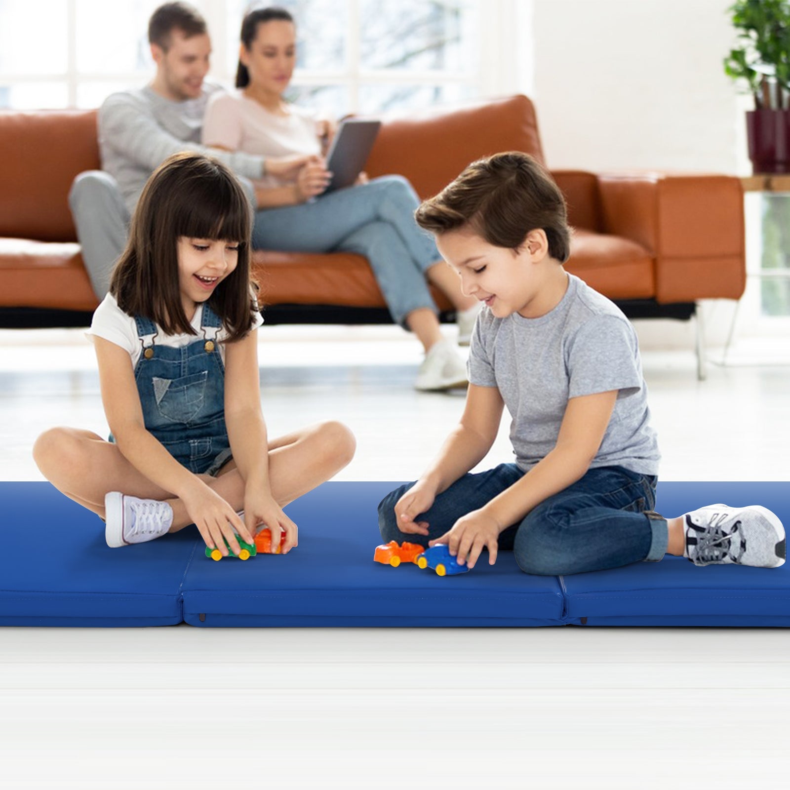Tri-Fold Gym Mat with Handles and Removable Zippered Cover | 6' x 2'