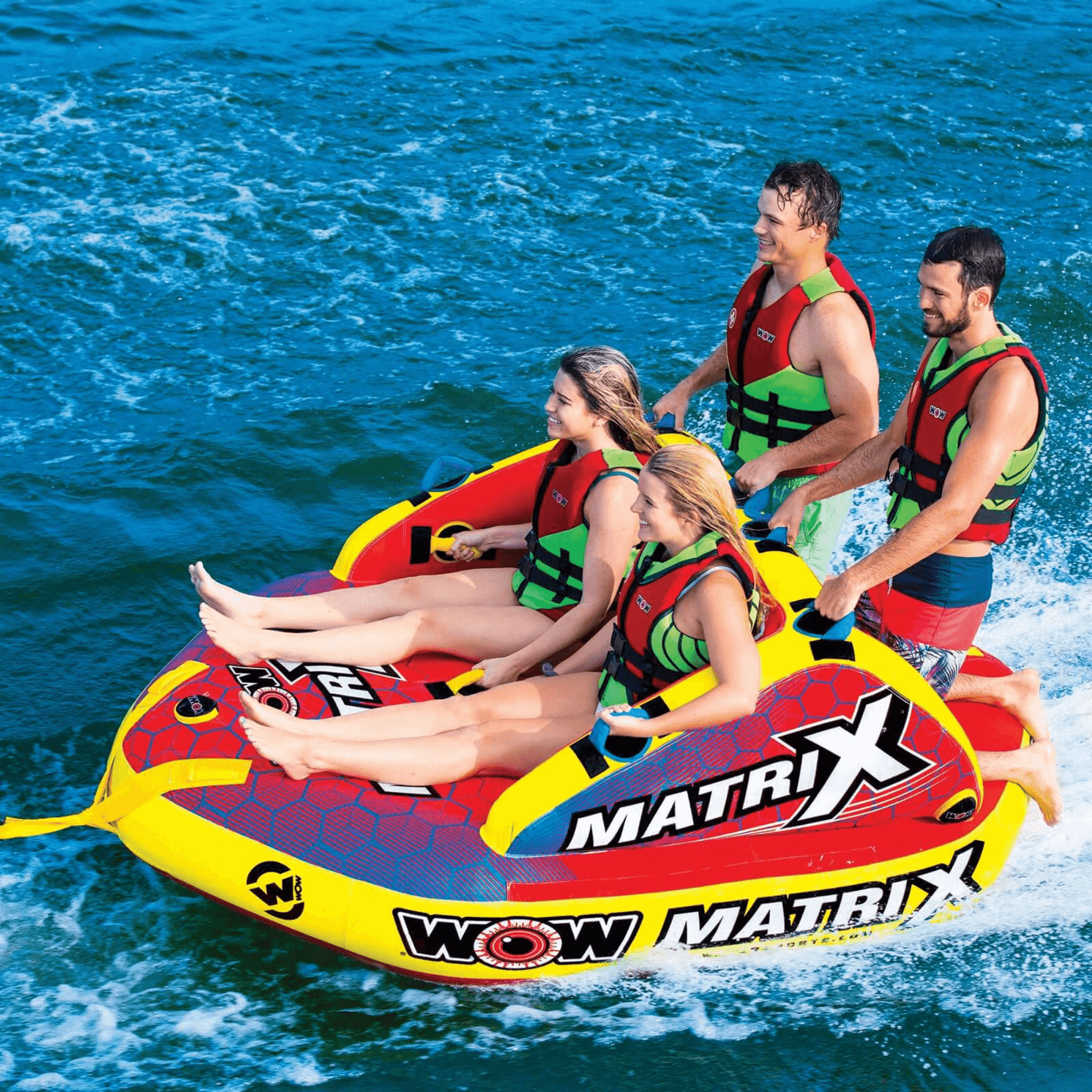 WOW Watersports Matrix Towable Boat Tube with Secure Seating for 1-4 Persons