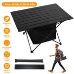 Foldable Camping Table with Storage Basket | Rustproof Aluminum Alloy & Roll-Up