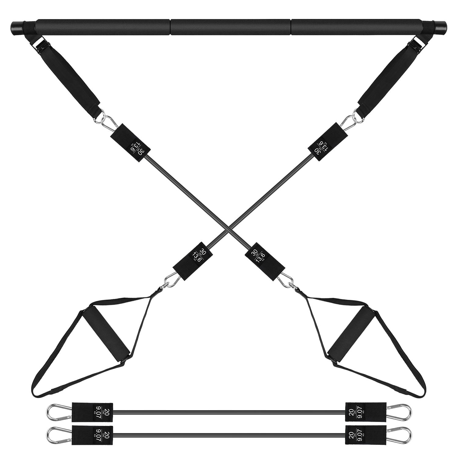 Pilates Bar Kit with 100LBS Resistance Bands Multifunctional Toning Bar | Full Body Exercise Equipment Set