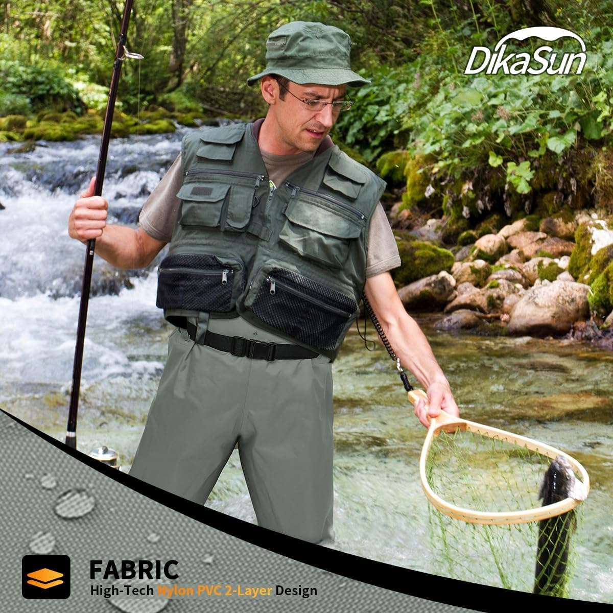 DikaSun Chest Waders with Boots | Lightweight Bootfoot Waders Duck Hunting & Fly Fishing | Grey