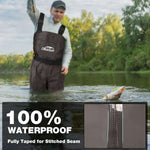 DikaSun Lightweight Bootfoot Chest Waders with Boots | Men & Women Fishing Waders for Duck Hunting & Fly Fishing | Brown