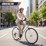 700C Hybrid Bike for Adult with 18-Speed Shimano Drivetrain and Phone Holder