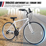 700C Hybrid Bike for Adult with 18-Speed Shimano Drivetrain and Phone Holder