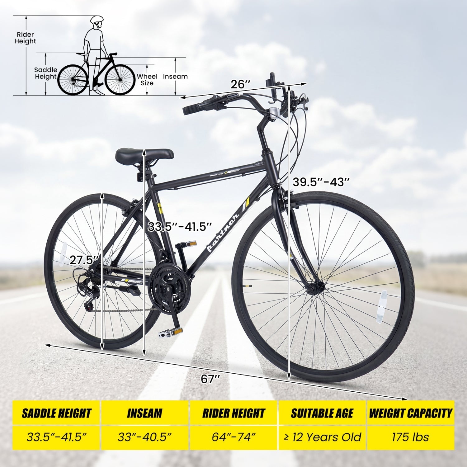 700C Hybrid Bike for Adult with 18-Speed Shimano Drivetrain and Phone Holder