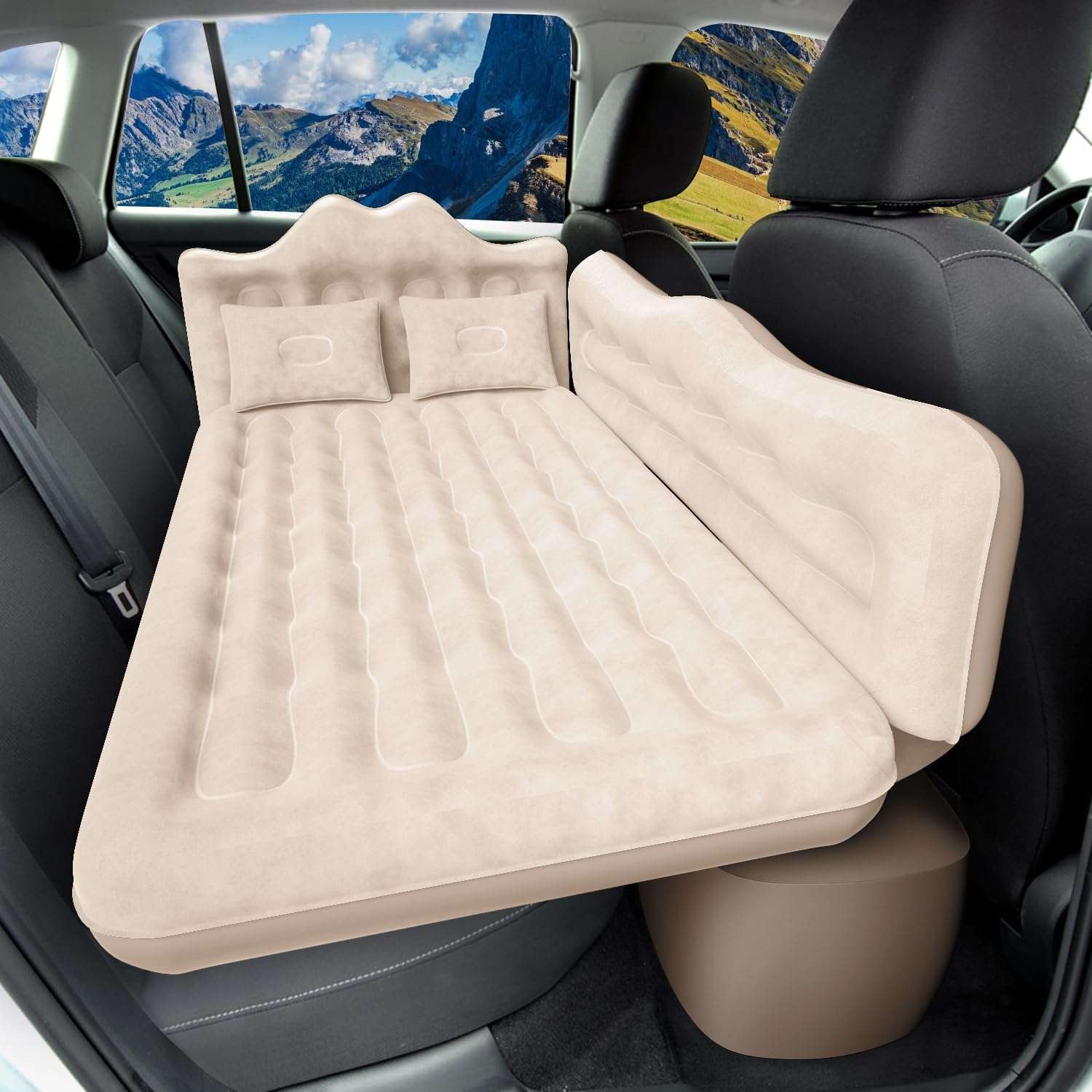 Thicken Backseat SUV/Car/Truck Air Mattress Air Bed Inflatable SUV Truck Mattress | 30.31” Width/Beige
