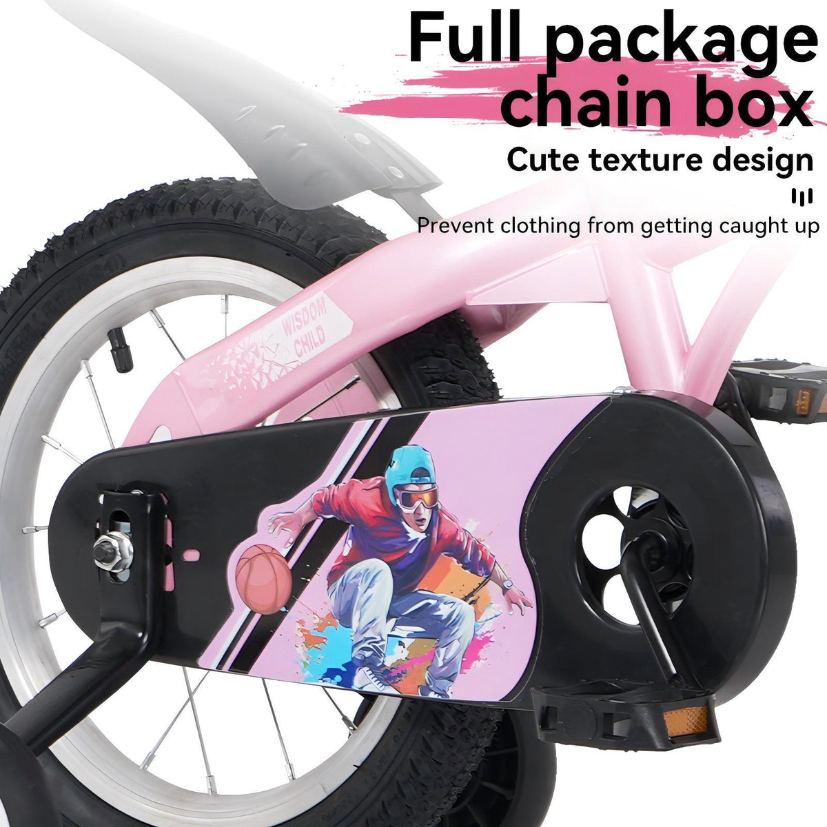 18" Sporty Kids Bike with Training Wheels and Stand Adjustable Saddle | Aged 5-10 Years (Tall Height 39-49")
