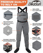 DikaSun Breathable Stocking Foot Waders for Fly Fishing (Lightweight Unisex Design)