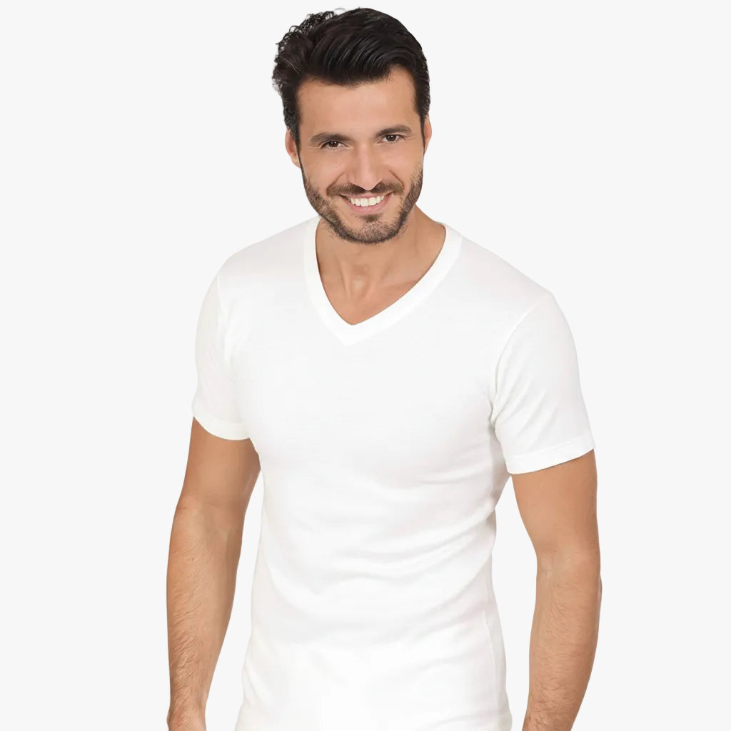 MaRe Premium Quality Cotton Wool Blend Men's V-Neck Neck T-Shirt | Proudly Made in Italy (460)