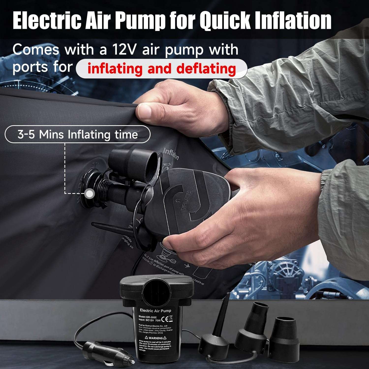 Thicken Backseat SUV/Car/Truck Air Mattress Air Bed Inflatable SUV Truck Mattress | 35.4” Width/Black