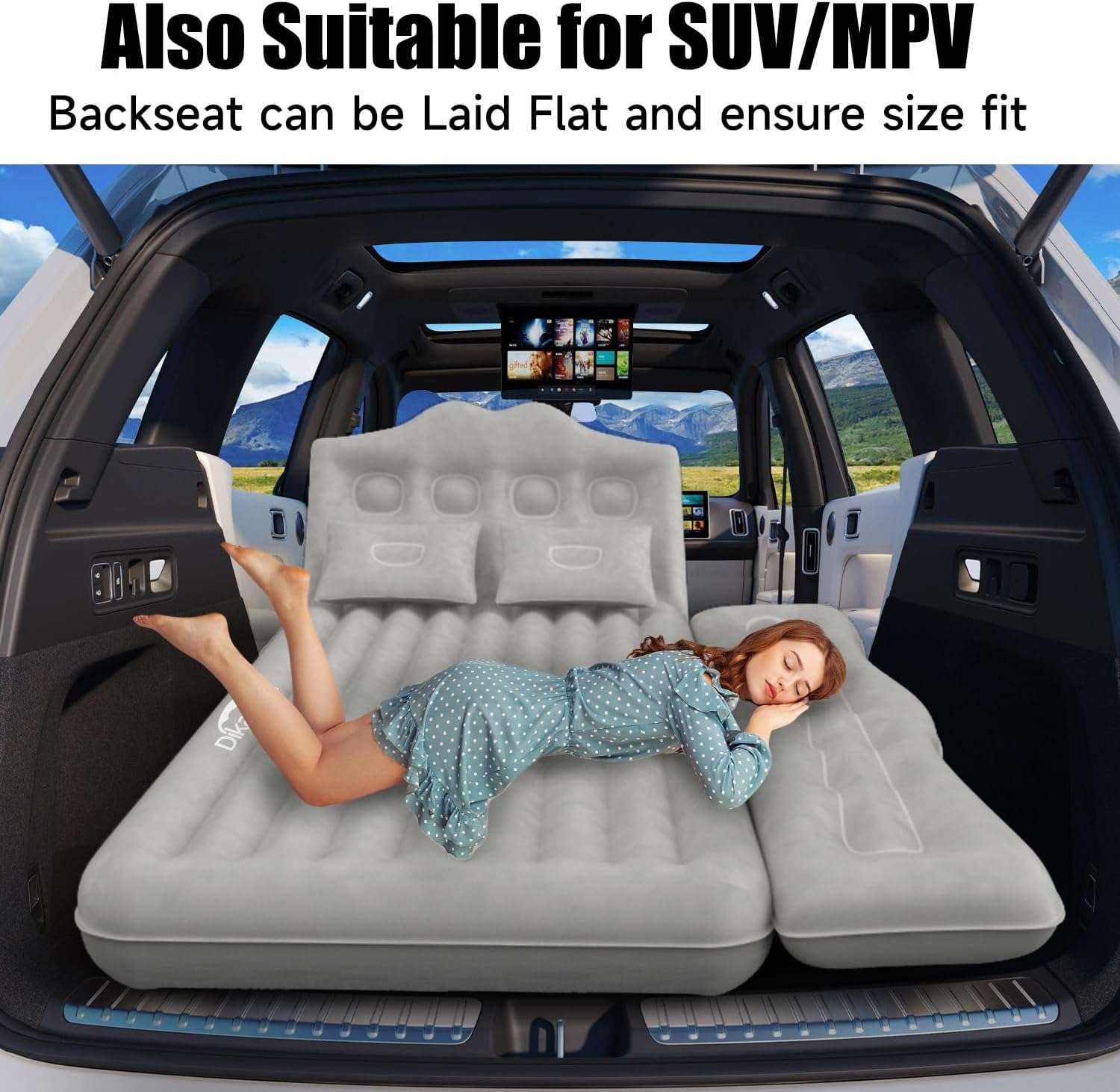 Thicken Backseat SUV/Car/Truck Air Mattress Air Bed Inflatable SUV Truck Mattress | 35.4” Width/Grey